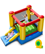 Inflatable Bouncer Kids Bounce House Jumping Castle Slide with 480W Blower - $266.57 CAD