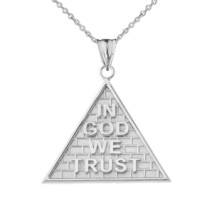 925 Sterling Silver &quot;In God We Trust&quot; Pyramid Pendant Necklace - £27.18 GBP+