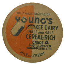 Vintage Milk Bottle top Young&#39;s Yankee Dairy Walla Walla Washington ephemera - £7.42 GBP