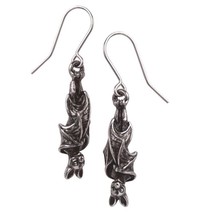 Alchemy Gothic Awaiting The Eventide Sleeping Vampire Bats Earrings Hooks E373 - £16.82 GBP