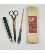Antique W.H. Morley &amp; Sons Scissors &amp; Letter Opener Desk Set Case &amp; Box ... - £79.92 GBP