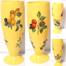 Large Italian Yellow Painted Cased Glass Fruit Vase 15 5/8ths Signed? - £140.65 GBP
