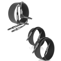 1/4 Inch Trs Instrument Cable 10Ft Bundle With Right-Angle To Straight 6.35Mm Ma - £48.54 GBP