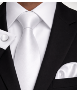 White Necktie, Hanky, &amp; Cufflinks - $18.99
