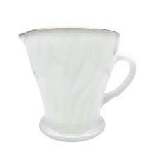 Vintage Anchor Hocking Oven Proof Gold Rimmed Creamer 4 x 3.5 White Glass - £14.86 GBP