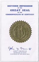Souvenir Impression Great Seal Of Commonwealth Of Kentucky John Brown III - $3.59