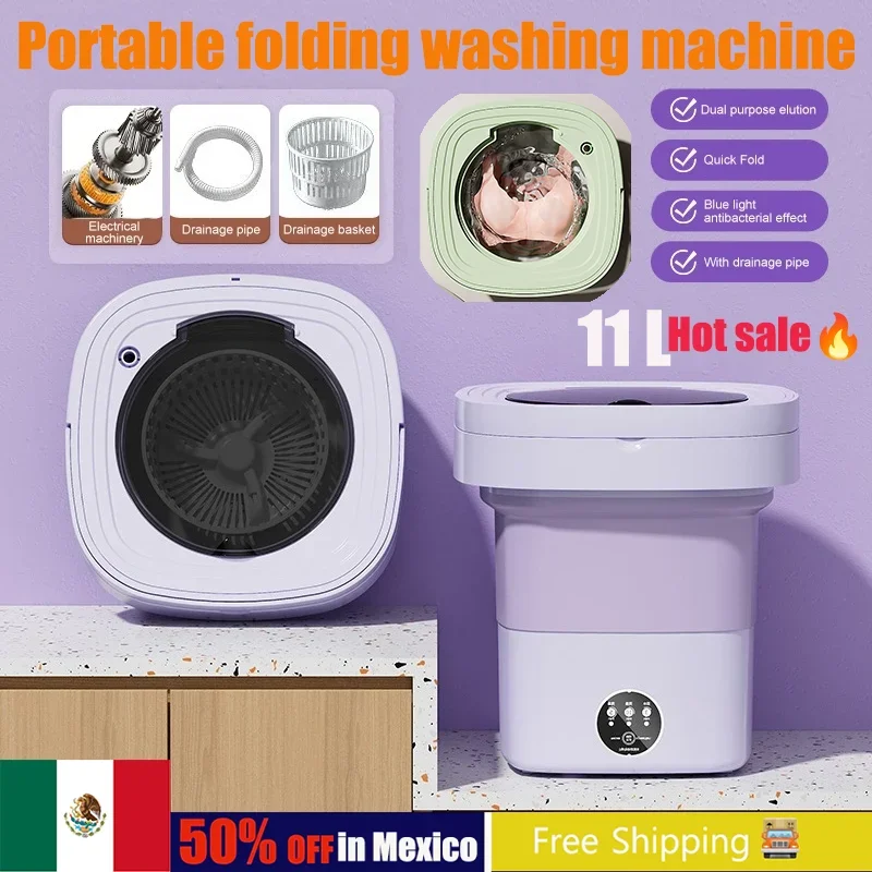 6L 11L 13L  Portable Folding Washing Machine Clothes Spin Dryer Bucket Underwear - £53.72 GBP+