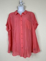 Torrid Womens Plus Size 6 (6X) Pink Pocket Button-Up Shirt Short Sleeve - $21.60