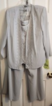 Formal Wear R&amp;M Richards 3 Piece Pants Suit Soft Gray Color Mother Bride NWT 18W - £63.16 GBP