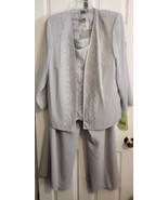Formal Wear R&amp;M Richards 3 Piece Pants Suit Soft Gray Color Mother Bride... - £62.72 GBP
