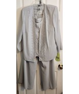 Formal Wear R&amp;M Richards 3 Piece Pants Suit Soft Gray Color Mother Bride... - $109.57 CAD