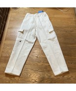 Clench Cargo Track Pants Sz XXL Wide Leg 6 Pocket 2XL Streetwear White P... - $49.23 CAD