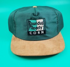 Roundup Ready Corn Strapback Farm Hat Made in USA Green Cap Vtg - $11.87
