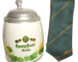 Hoepfner Brau Karlsruhe lidded German Beer Stein &amp; Hoepfner Tie - £38.79 GBP