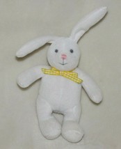 Vintage Baby Gap 2004 Stuffed Plush White Bunny Rabbit Yellow Gingham Bow 6&quot; - £27.08 GBP