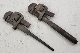 *PV30) Vintage Pair of 2 Tools Steel Adjustable Jaw Pipe Wrench 10 - $9.89
