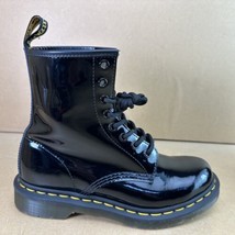 Dr Martens Black Patent Glossy￼ Leather Combat Boots 11821 Women’s Sz 7 US - £50.89 GBP
