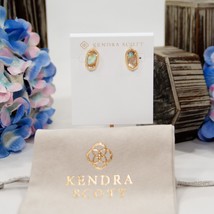 Kendra Scott Ellie White Abalone Gold Statement Stud Earrings NWT - £46.34 GBP