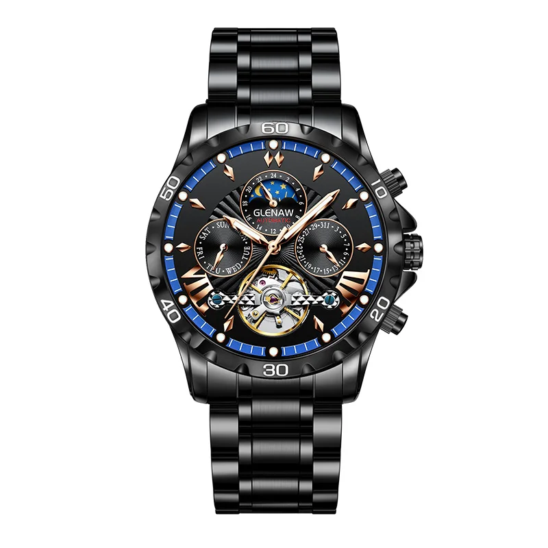 Automatic Watches Waterproof Stainless steel Luminous Month Phase Date W... - $62.09