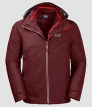 Jack Wolfskin Men&#39;s North Fjord Waterproof Insulated 3-in-1 Jacket, Red, XL - £110.58 GBP
