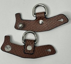 Leather attachment loops to transform bags or pouches, brown/silver hard... - $48.46