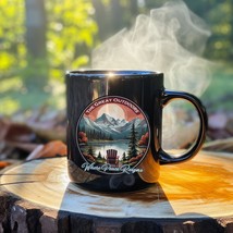 The Great Outdoors ~ Where Peace Reigns 11oz Black Mug, Forest Mug, Camp... - £16.52 GBP