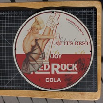 Vintage 1939 Red Rock Cola &#39;Gymnast Ballet Girl&#39; Porcelain Gas &amp; Oil Metal Sign - £99.68 GBP