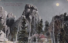 South Dakota SD Black Hills Sylvan Lake By Moonlight 1909 Deadwood Postcard E05 - £6.28 GBP
