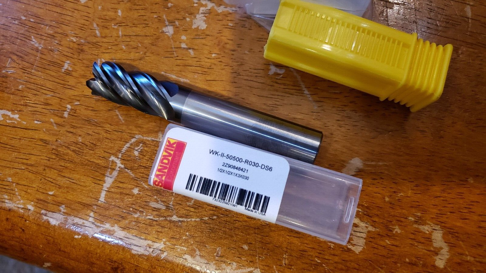Sandvik Whisper Kut 1/2 x 1/2 x 3&quot; OAL / 5-flute End Mill # WK-II-50500-... - $75.99