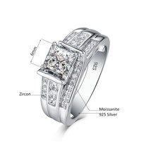 Jewellery Set Real 925 Sterling Silver Diamond Rings For Women Wedding Famous Br - £104.70 GBP