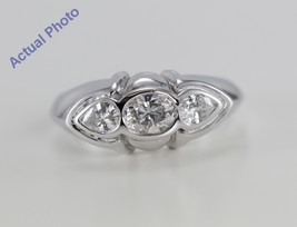 18k White Gold Three Stone Oval &amp; Pear Diamond Ring (0.74 Ct G VS Clarity) - £1,492.09 GBP