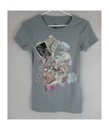 Bandolinoblu Women&#39;s Gray T-Shirt With Floral Paris Feather Designs Size... - $20.15 CAD