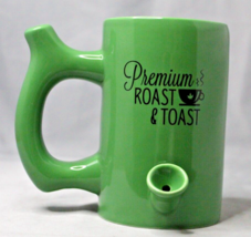 Premium Roast and Toast Green Ceramic Mug with Pipe Smoke Cup Coffee Tea - $21.97