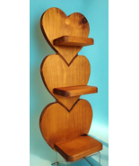 Handmade Wooded Verical Hearts 3 Tier Knick Knack Shelf 21&quot; w/Peg Wall H... - $1,884.72 MXN