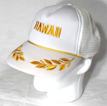 Vtg White HAWAII Trucker Baseball Cap Scrambled Eggs Gold Logo Mesh Snap... - $18.46
