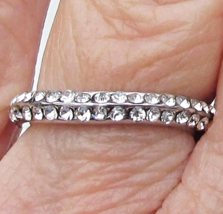 Sterling Silver 2 Row Cubic Zirconia Wavy CZ Stackable Band Ring Sz 6 - $14.84