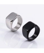 Men's 316L Stainless Steel Square Polished Signet Ring (Size 8-11) - $12.79