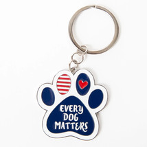 NEW Every Dog Matters Patriotic Paw Print Keychain stainless steel &amp; enamel - £6.35 GBP