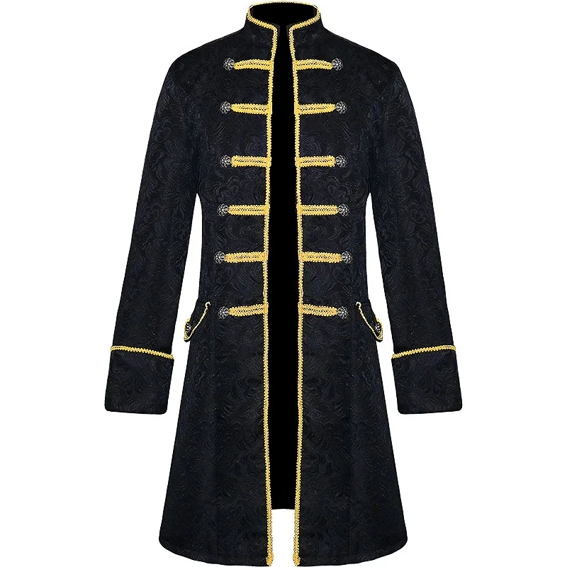 Mens Medieval Steam Jacket Vintage Jacquard Tailcoat Long Trenchs Coat Victorian - £154.14 GBP