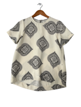 Madewell Womens Shirt Cream/Black Tailored Estate Paisley Tee Short Sleeve Sz S - £10.62 GBP