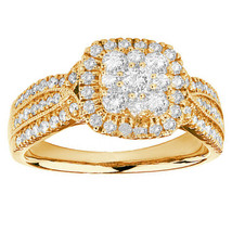 1.50ct Künstlicher Diamant Halo Verlobungsring 14K Gelbgold Versilbert - £112.40 GBP