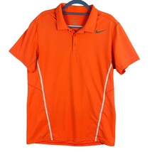 Nike Polo Shirt Mens Large Orange White Pinstripe Dri-Fit Casual Golf Re... - $14.45