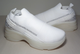 Bebe Size 8 M AMARIS White Rhinestone Studded Sneakers New Women&#39;s Shoes - £93.18 GBP