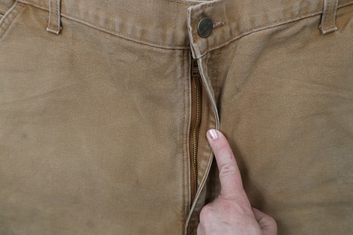Vtg Carhartt Mens 42x32 Distressed Relaxed Fit Canvas Wide Leg Dungaree Pants Item image 9