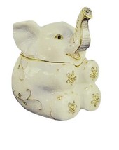 Jeweled Pewter Elephant Hinged Trinket Ring Jewelry Box by Terra Cottage - $26.97