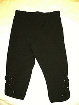 365 Kids Girls Solid Cinch Capri Pants W Rhinestones Size 7 Black  New - $10.73