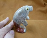 Y-MAN-402) Gray white red Manatee figurine stone gemstone SOAPSTONE PERU... - $26.17