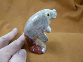 Y-MAN-402) Gray white red Manatee figurine stone gemstone SOAPSTONE PERU sea cow - £21.03 GBP