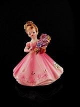 Vintage September birthday Figurine - Josef Original - pink flowers -  birthday  - £31.47 GBP