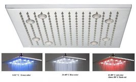 16 Inch Ceiling Mount Square Rainfall LED Shower Head, Stainless Steel ((Without - $247.45